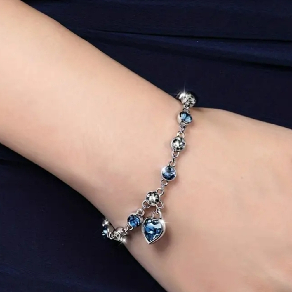 Stunning Heart Of Ocean Rhinestone Braclet - Picture 3 of 6